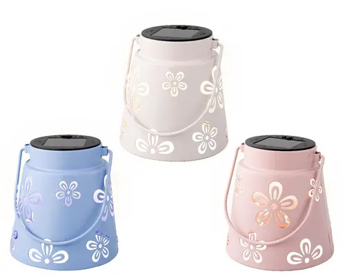 Malin pour le jardin:Lanterne solaire floral coloris multicolore - Ø 11,5 x 11 cm