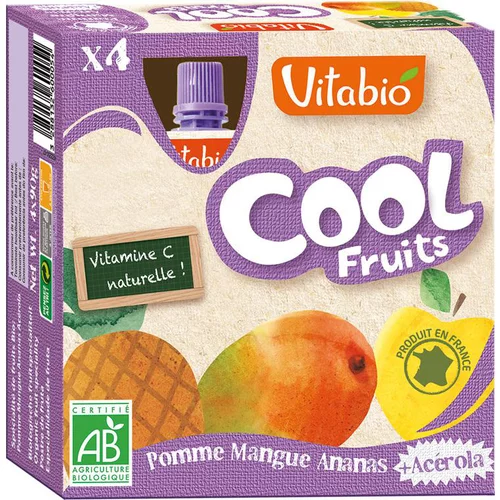 Sélection pour le jardin：Cool Fruits Bio Pomme-Mangue-Ananas 4 X 90 G VITABIO