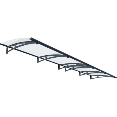 Marquise de porte en aluminim gris et polycarbonate transparent Aquila (412 x 91.5 cm)