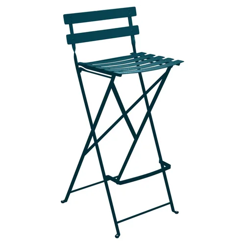 Jardin en pratique:Tabouret haut Bistro coloris bleu en acier Fermob - 42 x 31 x 74 cm