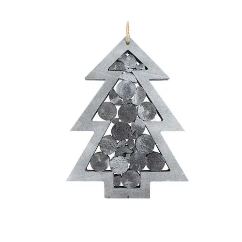Pour simplifier vos extérieurs：Sapin avec rondins en bois gris à suspendre 20 x 17 cm