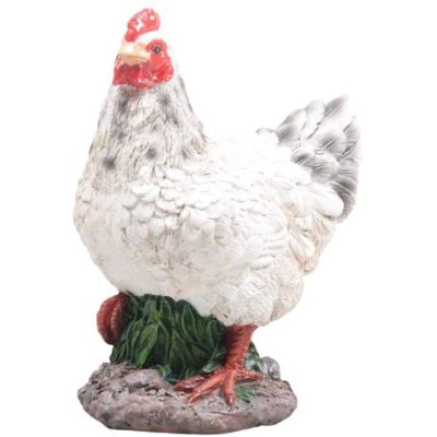 Petite poule en résine 12 x 8 x 16 cm (Blanc)