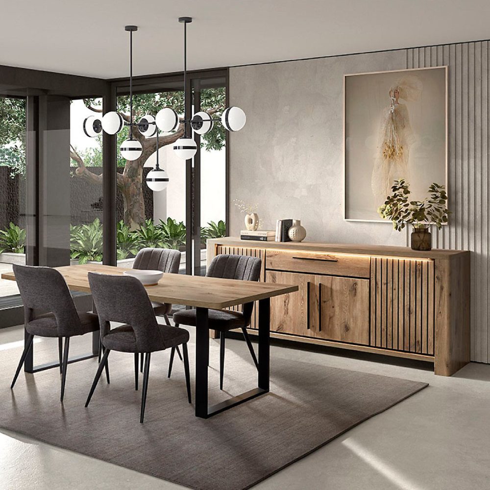 Meuble – Buffet bas industriel avec led 220 cm SANTORINI