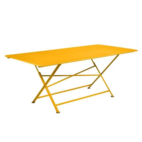 Pour votre espace extérieur：Table pliante coloris jaune en acier Cargo Fermob - 190 x 90 x 74 cm