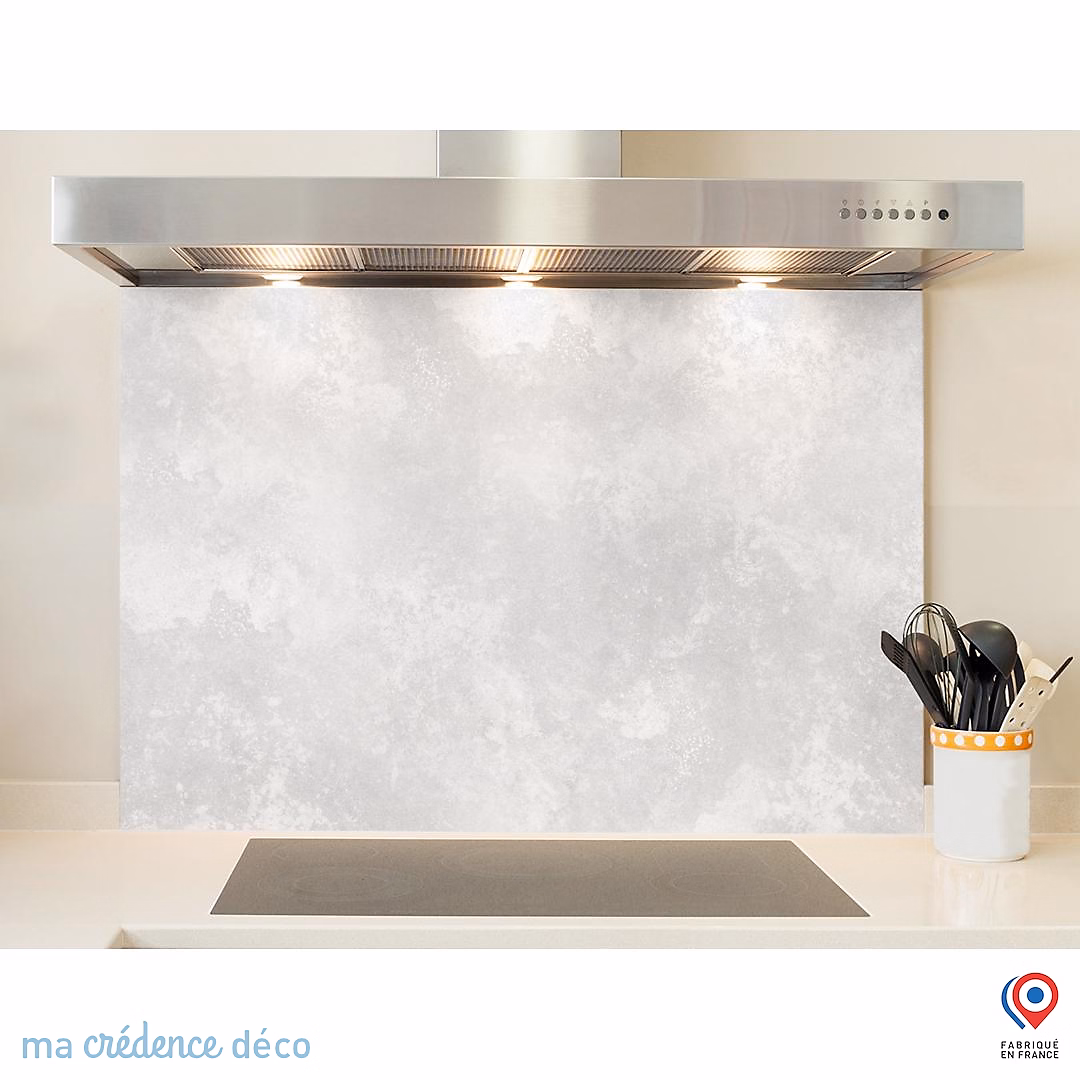 Crédence cuisine fond de hotte Béton ciré – Verre trempé | L 90 cm x H 70 cm | MaCrédenceDéco