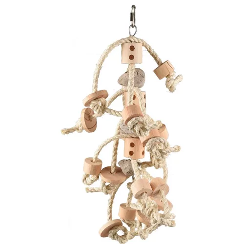 Confort extérieur：Jouet pour perroquet coloris beige en sisal Flamingo Jo Sully Naturel – 50 cm