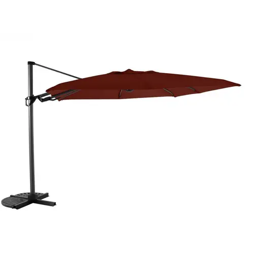 Jardin à vivre：Parasol déporté carré coloris brique - 300 x 300 cm