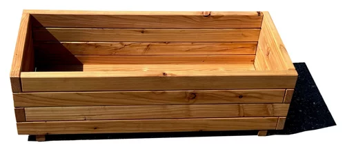 Côté végétal：Bac en bois de Mélèze huilé Robin Hood Edelweiss - 90 x 30 x 27,5 cm