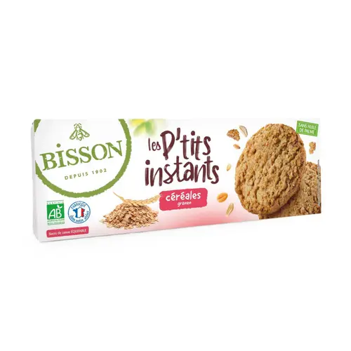 Espace vert malin:Biscuits bio Les P’tits instants céréales en sachet fraîcheur Bisson - 150 g