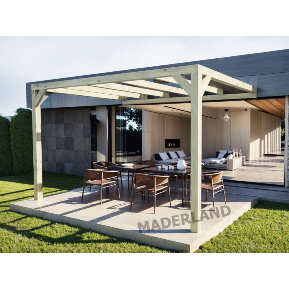 JARDIDECO Pergola adossée en lamellé collée calais 500 x 300 cm - mardeland