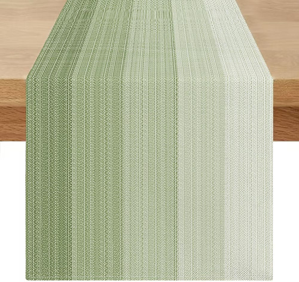 Chemin de Table Lin Dégradé Vert 40 × 100 cm
