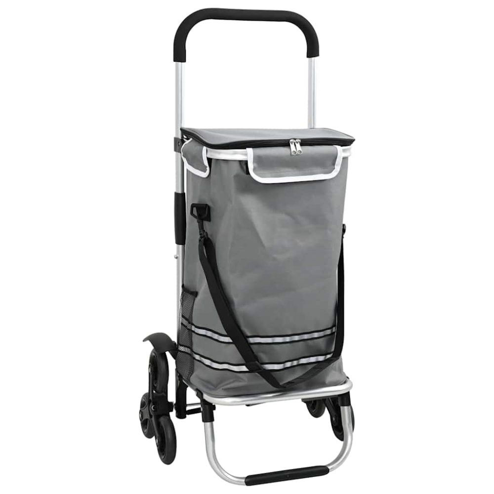 vidaXL Trolley de shopping 1 Gris 47 x 39 x 100,5 cm Tissu Oxford – 100,5 cm 30 kg