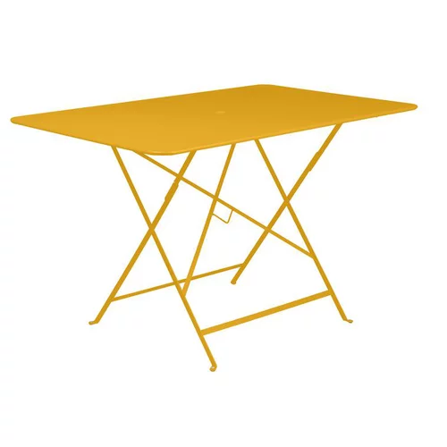 Essentiel pour le jardin：Table pliante coloris jaune en acier Bistro Fermob - 117 x 77 x 74 cm