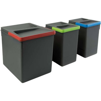 Bacs de tri pour tiroir de cuisine Recycle (2 bacs de 7 litres et 1 bac de 15 litres)