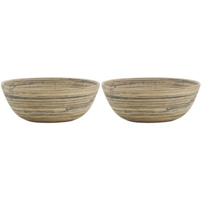 Corbeille ronde en bambou naturel et noir (Lot de 2)