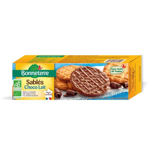 Pour mieux aménager votre jardin:Sablés au chocolat au lait Bonneterre bio 120 g