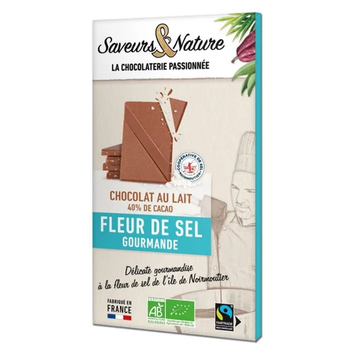 Jardin complet:Chocolat au lait 40% fleur de sel bio Saveurs et Nature - 80 g