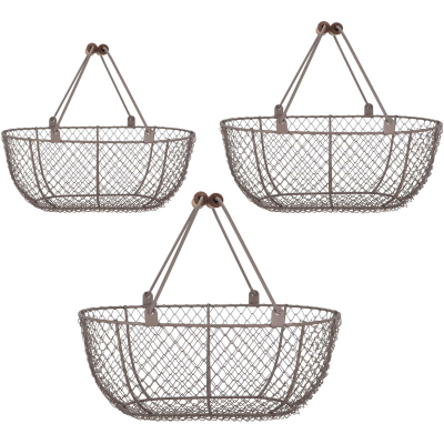 Panier fil de fer brun antique (Lot de 3)