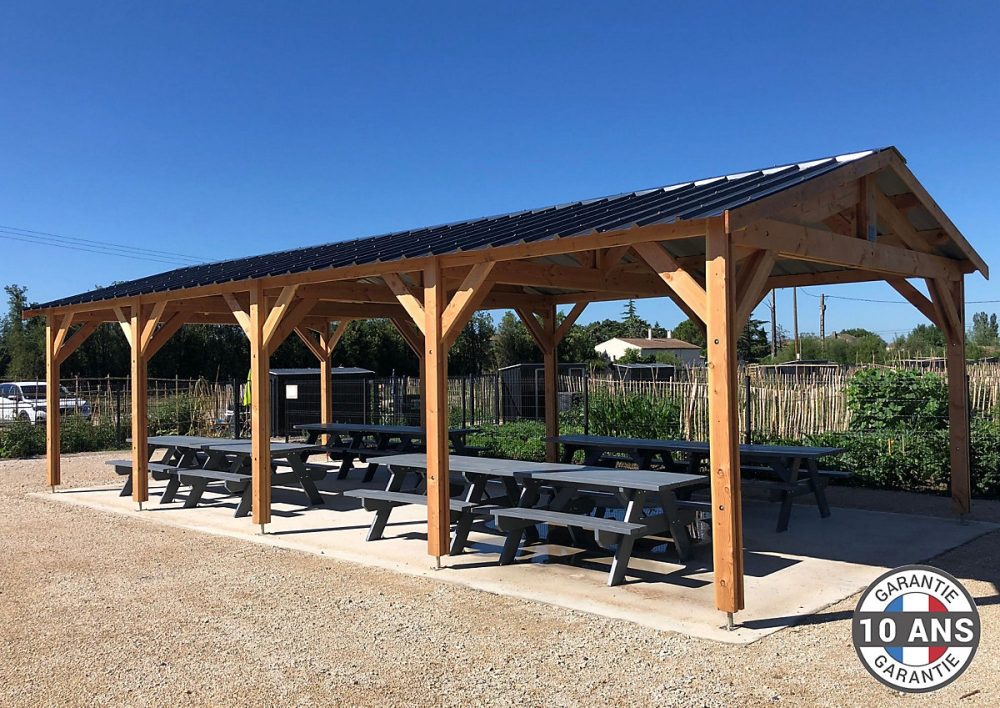 Carport 2 pentes 750cmx1150cm – 86m2 bois DOUGLAS Français (Charpente en bois, auvent, abri voiture).Garantie 10 ans