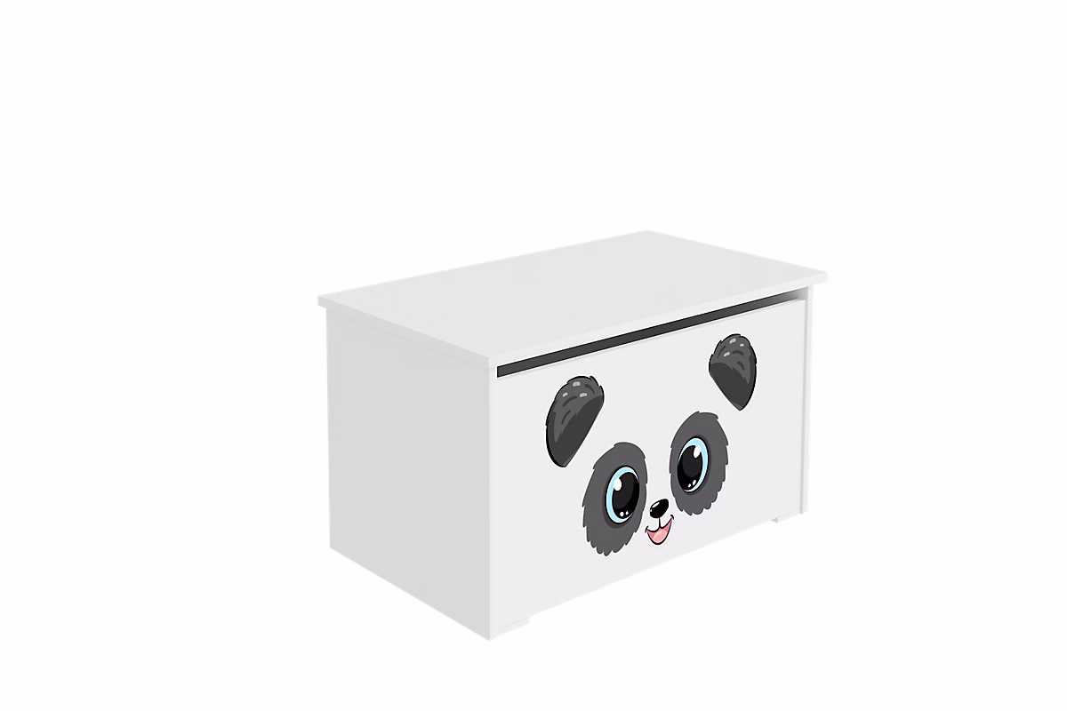 Coffre à jouets Daria blanc imprimé Panda pour la chambre d'enfant – Réf. SJTFHSKEN6289449569