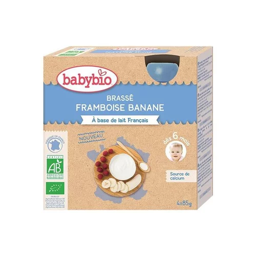 Pour vos projets jardin：Gourde de yaourt brassé framboise et banane Babybio 4 x 85 g