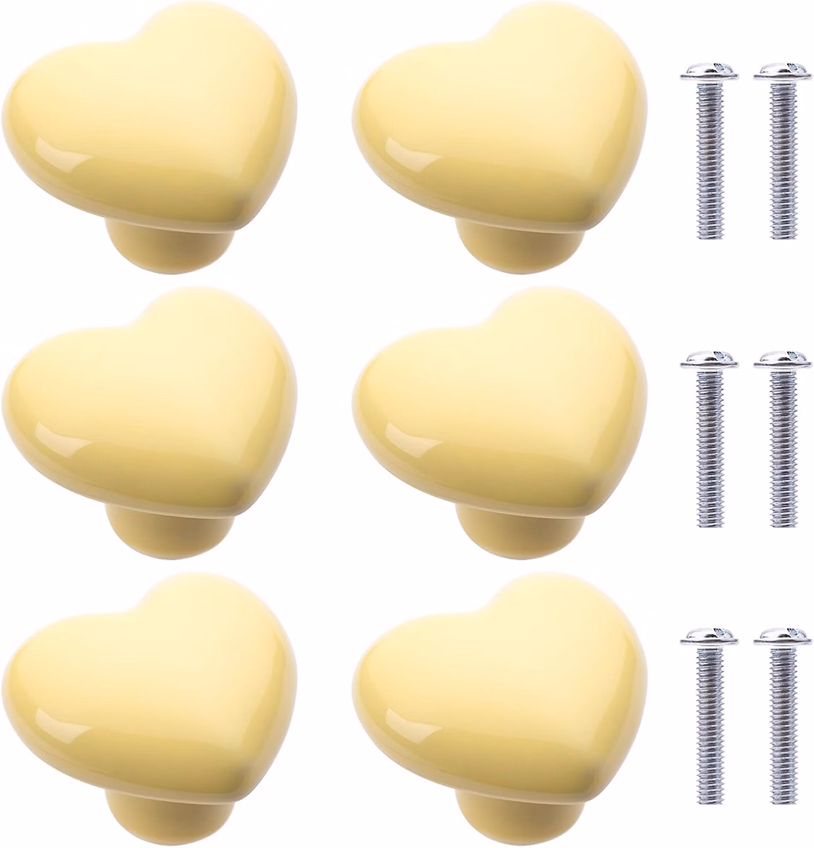 Poignée et bouton – 6Pcs Boutons de Placard en Céramique Boutons de Tiroir de Placard en Céramique en Forme de Cœur Poignées pour Armoires de Cuisine