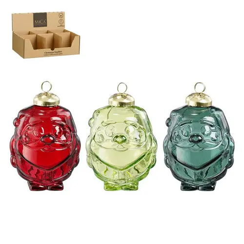 Jardin simple：Décoration à suspendre forme Père Noël en verre recyclé coloré - Ø 7 x H 10 cm