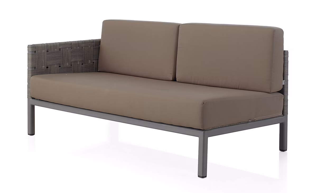 Canapé bras droit aluminium taupe – coussins couleur marron