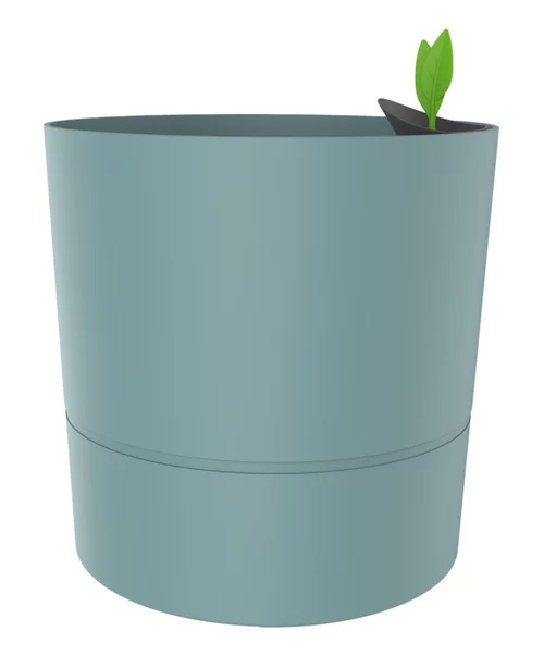 Jardin à équiper：Pot rond à réserve d’eau en polypropylène vert Eucalyptus Eda Aquaduo XL - Ø 39,5 x H 39,5 cm
