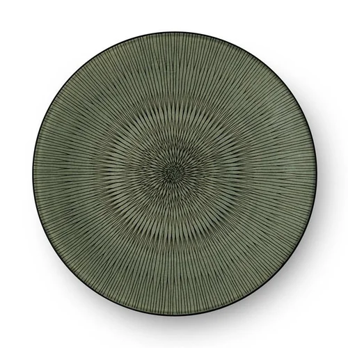 Espace vert malin：Assiette plate en grès Hypnose coloris vert et noir - Ø 27 cm