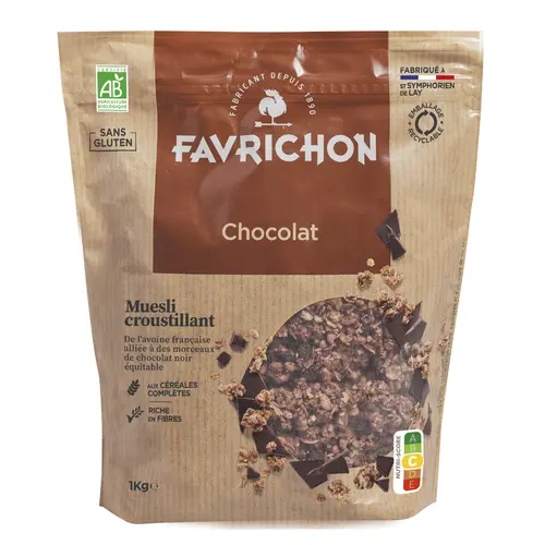 Extérieur plaisir:Muesli croustillant chocolat bio Favrichon - 1 kg