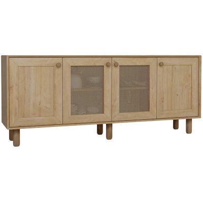 Buffet 4 portes en aggloméré Bohemian (Noyer avec cannage (2 portes))