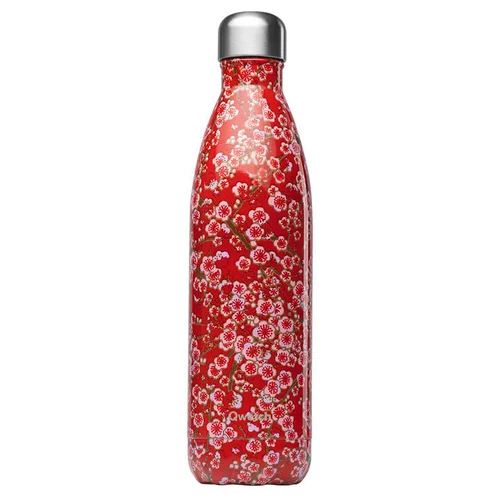 Les incontournables du jardin:Bouteille isotherme Qwetch en inox Flowers rouge 750 ml