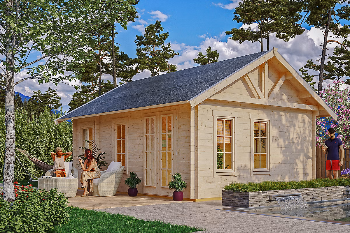 Chalet de loisirs SKAN HOLZ Toronto 2 – 420 × 560cm | 70mm | toit isolable (pour bardeaux)