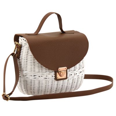 Sac en rotin laqué et cuir