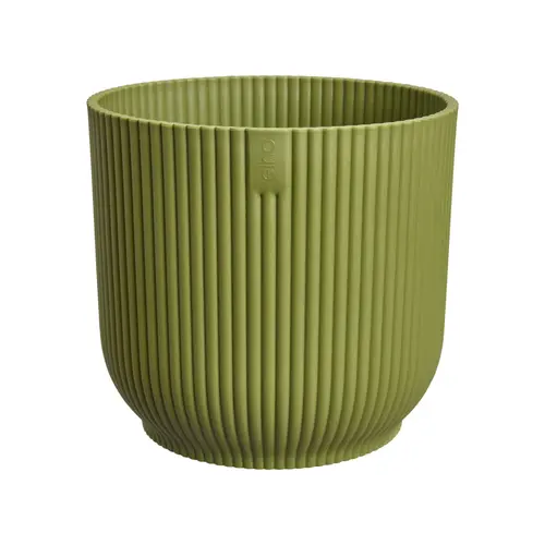 Extérieur moderne：Cache-pot vibes fold coloris vert en plastique recyclé Elho - Ø 11 cm
