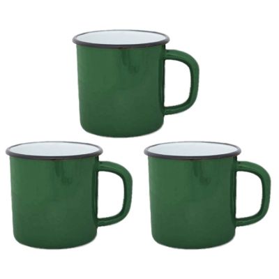 Tasses en émail coloré Classic (Lot de 3) (Vert foncé)