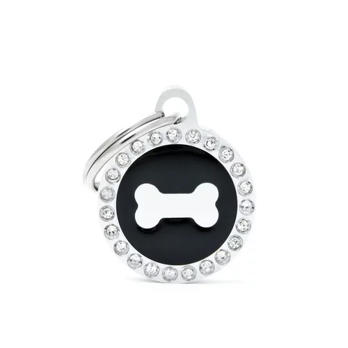 Une touche jardin:Médaille glam petit cercle noir avec os