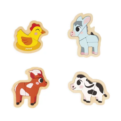 Conçu pour vos extérieurs：Puzzles Evolutifs Janod Ferme - 4 unités