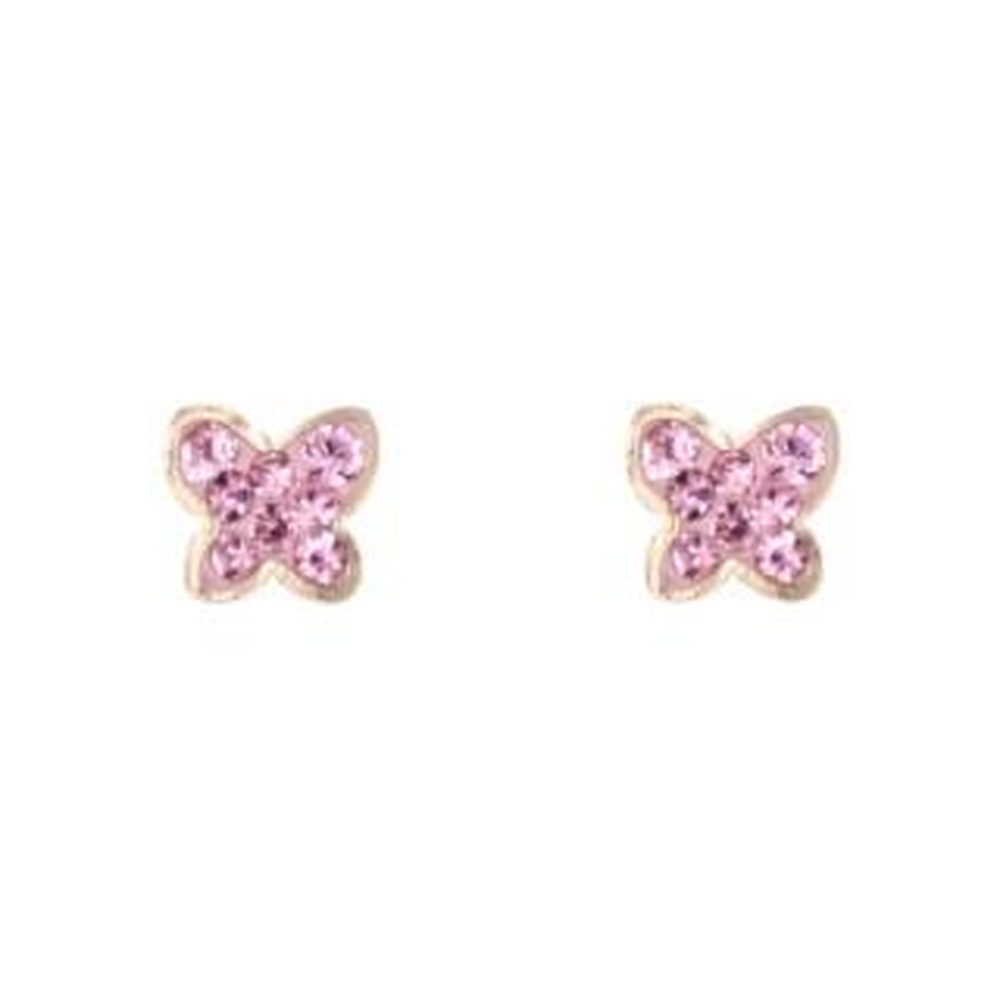 L'ATELIER D'AZUR Boucles d'Oreilles Papillon Or Jaune et Cristaux - Enfant