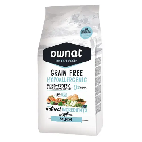 Bien au jardin：Croquette pour chien adulte sensible au saumon Ownat - 3 kg