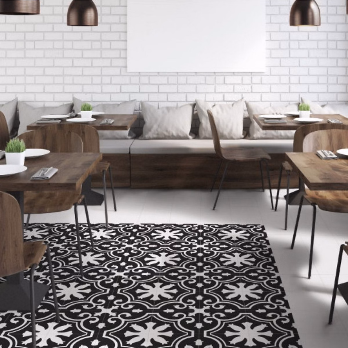 Carrelage effet carreau ciment Valencia Night – Boîte de 1 m2