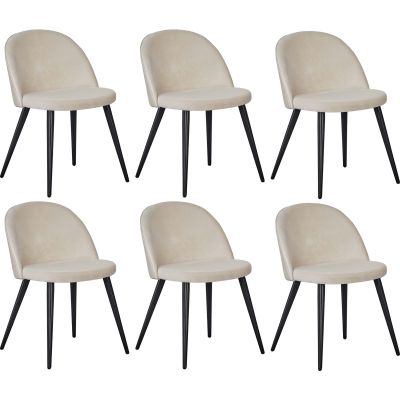 Chaise en velours avec pieds en acier Velvet (Lot de 6)