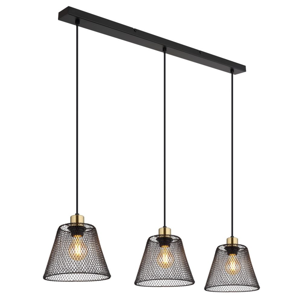 Globo Baku Plafonnier suspendu de bar noir mat 3x E27