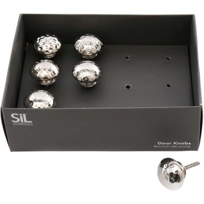 Boutons de porte en aluminium martelé (Lot de 12) (Argent)