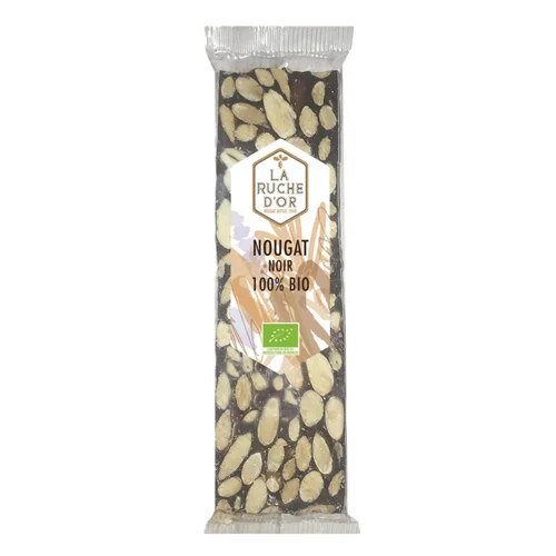 Une sélection pour l’extérieur:Barre de nougat noir bio La Ruche d'Or - 100 g