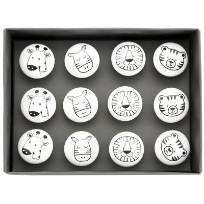 Boutons de meubles pour enfants Animaux (Lot de 12)
