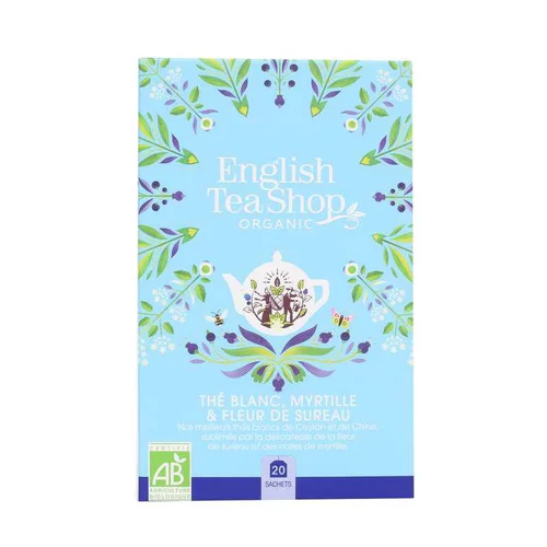 Maison et jardin:Thé blanc bio à la myrtille et fleur de sureau English Tea Shop - 20 sachets