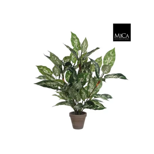 L’esprit jardin:Dieffenbachia plante artificielle verte en pot gris H 70 x Ø 55 cm