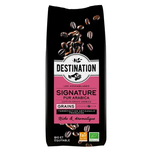 Un choix pratique pour le jardin:Café bio en grains équitable Destination Signature - 1 kg